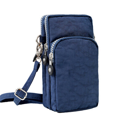 

Solid Color Women Zipper Armband Phone Holder Crossbody Shoulder Canvas Bag