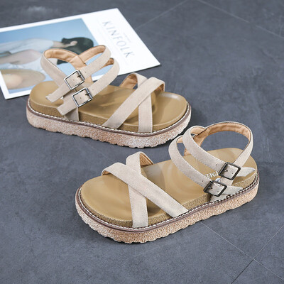 

Sandals womens primary summer flat-bottomed student Korean version of the thick-soled fairy chic with womens shoes