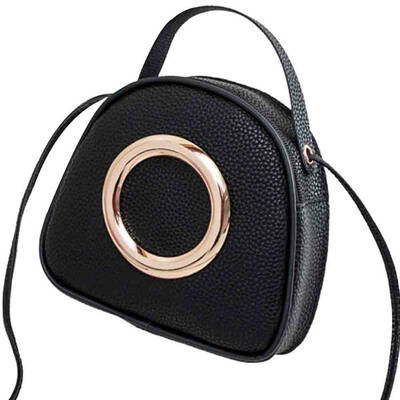 

Fashion Women Faux Leather Circular Ring Zipper Purse Crossbody Shoulder Bag