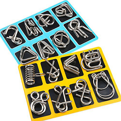 

〖Follure〗16 Pcs Metal Wire Puzzle Toy Brain Teaser Game Mind IQ Test Magic Ring Kids Gift