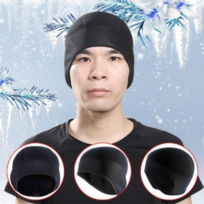 

Windproof Men Fleece Winter Outdoor Beanie Hat Cycling Running Black Ear Cap