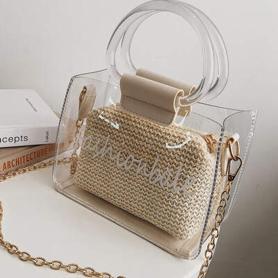 

Summer 2019 new Joker fashion transparent jelly chic chain portable slung shoulder bag tide