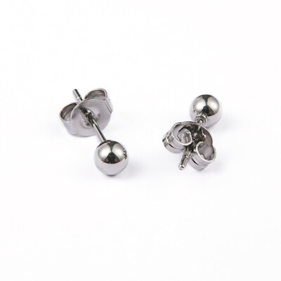 

316 Stainless Steel Ball Stud Earrings Stainless Steel Color 14x4mm Pin 08mm 10pairsboard