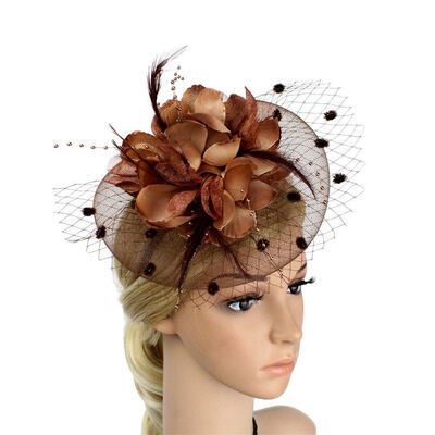 

Lady Flower Mesh Fascinator Feather Headband Party Headwear Cocktail Headpiece