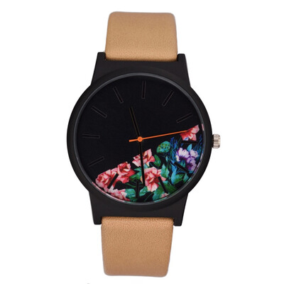 

RM Fashion Simple Without Scale casual Floral Print Dial Belt Quartz Female Watch