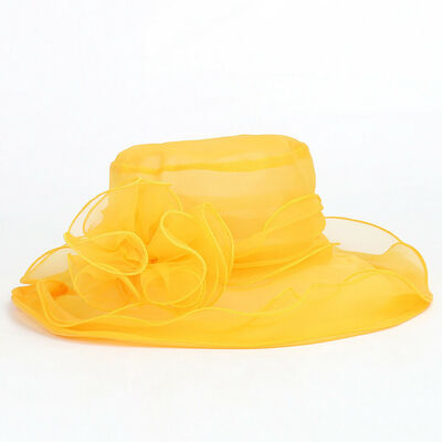 

Fashion Women Lace Wide Brim Kentucky Derby Sun Hat Wedding Tea Party Church Cap