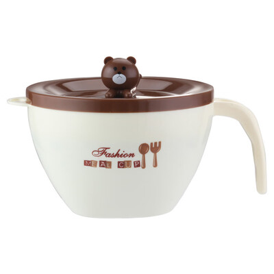 

Queensense Stainless Steel Cartoon Cute Bear Fast Food Cup Student Office Workers Dormitory Anti-scalding Noodle Bowl 18410