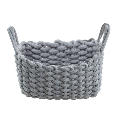 

Hand-knitted Cotton Rope Storage Box Snack Key Baby Toy Basket