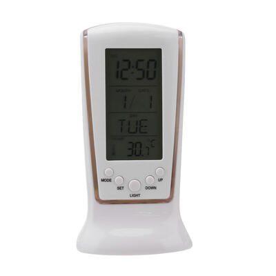 

Electronic Desktop Clock Blue Backlight Digital Alarm Clock Thermometer