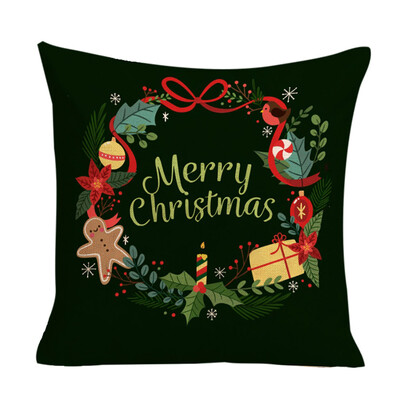 

〖Follure〗Happy Christmas Cushion Cover Square Pillow Case Home Decor