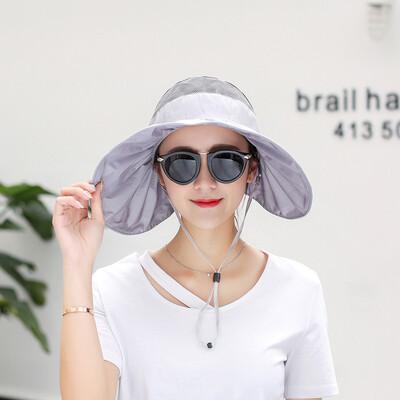 

Cap children summer sun hat Korean version sun cap anti-ultraviolet folding face outdoor sunscreen big beach cap