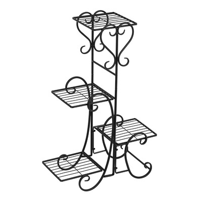 

323 4 Potted Square Flower Metal Shelves Plant Pot Stand Home Garden Decor