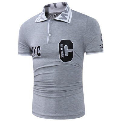 

Men\s Short Sleeves Letter Embroidery Design Casual Shirt