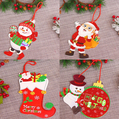 

〖Follure〗4Pcs Christmas Tree Decoration Shiny Merry Letter Card for Xmas Hanging Ornament