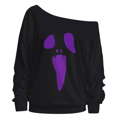 

Halloween Ghost Skew Neck Sweatshirt