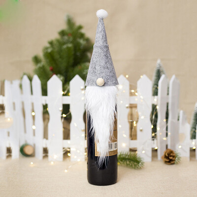 

Tailored Adorable Wine Bottle Cover Artificial Beard Christmas Decor Xmas Santa Claus Set