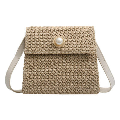 

Straw Woven Shoulder Messenger Handbags Women Pearl Small Crossbody Bags