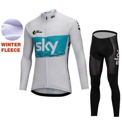

2018 pro team Sky winter thermal fleece cycling jersey bicycle clothing set ropa ciclismo invierno MTB bike jersey bib pants kit