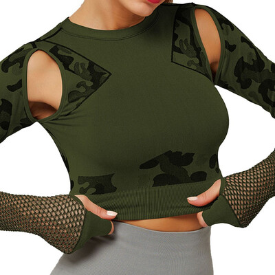 

Women Fitness Clothing Woman Camouflage top Push Up Yoga clothing Sportswear