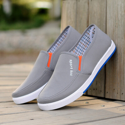 

Men No Shoelaces Loafers Leisure Slip On Canvas Shoes Casual Flat Sneakers