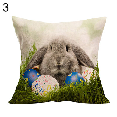 

Easter Rabbit Egg Pillow Case Linen Sofa Waist Throw Cushion Cover Decoration