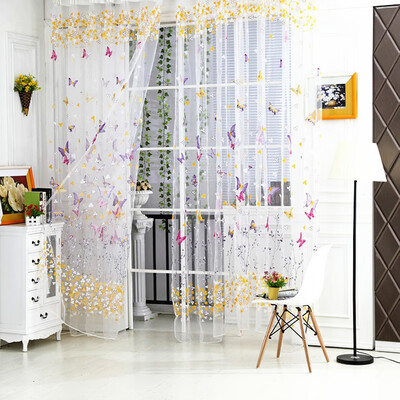 

Butterfly Floral Tulle Voile Window Curtain Drape Panel Sheer Scarf Valance
