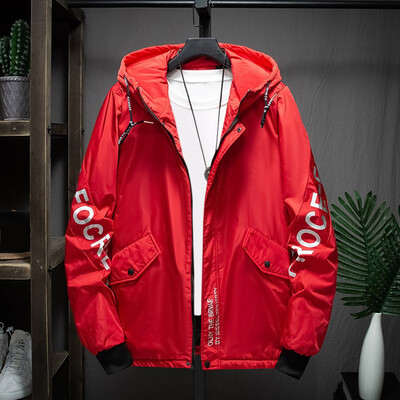 

Gobestart Mens Autumn Winter Casual Solid Hooded Jacket Long-sleeved Windbreaker