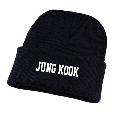 

Kpop BTS Bangtan Boys 3D Embroidery Knit Hat Winter Warm Cap Slouchy Solid Skull Beanie Hat SUGA JIMIN V JIN J-HOPE Black Knit Cap
