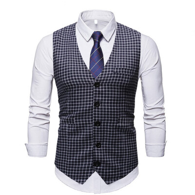 

Toponeto Mens Fashion New Style Business Leisure Vest Comfortable Checked Waistcoat Top