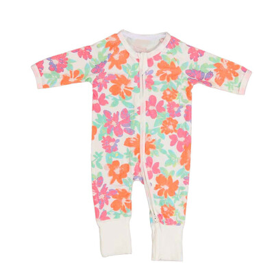 

Newborn Baby Boys Girls Floral Print Zipper Long Sleeve Romper Outfits Clothes