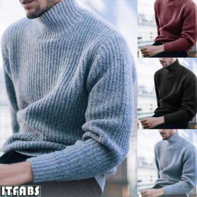 

Mens Casual Turtleneck Pullover Wool Blend Knit Warm Sweater Pullover Sweater