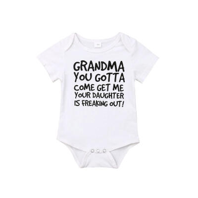 

Infant Baby Unisex Boy Girl Romper Print Letter Short Sleeve Jumpsuit Romper Cotton Outfit Clothes 0-24M