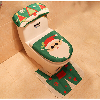 

〖Follure〗3PCS Christmas Toilet Seat & Cover Santa Claus Bathroom Mat Xmas Cute Decor
