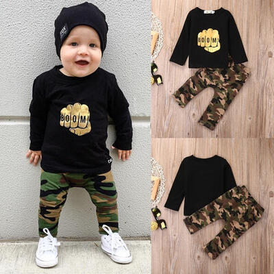 

Leisure Baby Boy Kids Outfits Clothes Top T-shirt Camouflage Pants 2pcs Set
