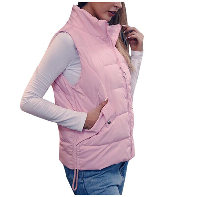 

Toponeto Womens Fashion Short Paragraph Sleeveless Zipper Pocket Cotton Vest Jacket