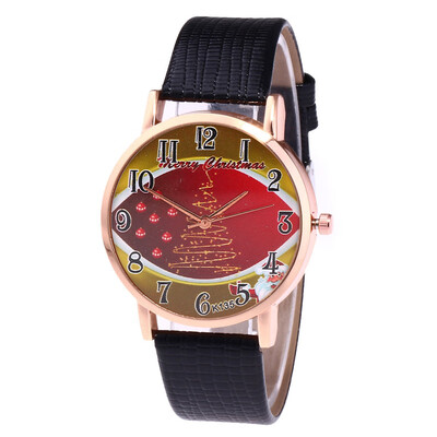 

2018 Fashion New Women Watches Christmas Tree Pattern Leather Band Analog Quartz Vogue Watches drop shipping &Ff