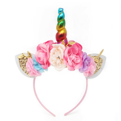 

Unicorn Horn Kids Flower HairBand Headband Party Fancy Dress Cosplay Costume