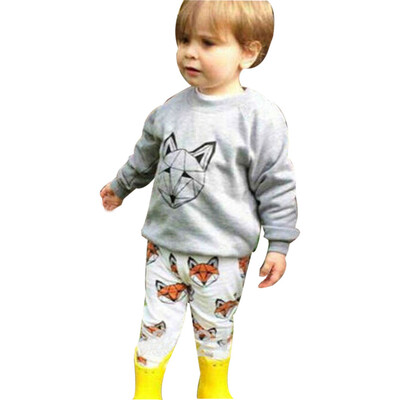 

1Set Infant Baby Boy Girl Cartoon Fox Print T-shirt TopsPants Outfits Clothes