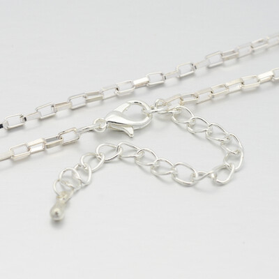 

Iron Box Chain Necklace Makings with Alloy Lobster Claw Clasps&Iron End Chains Silver 295