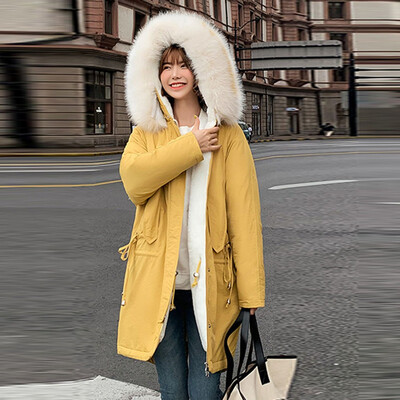 

Toponeto Fashion Outerwear Long Sleeve Hooded Jackets Cotton-padded Pockets Bandage Coats