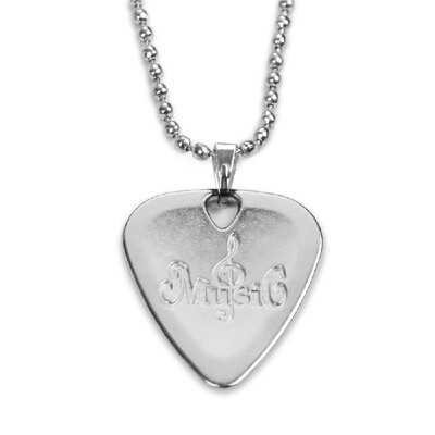 

Metal Guitar Pick Necklace Zinc Alloy 12mm Thickness with Ball Chain