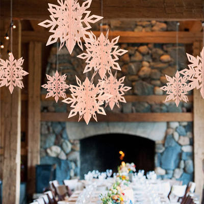 

6pcsset Three-dimensional Hollow Snowflake Hanging Cardboard Party Christmas Decorations for Home