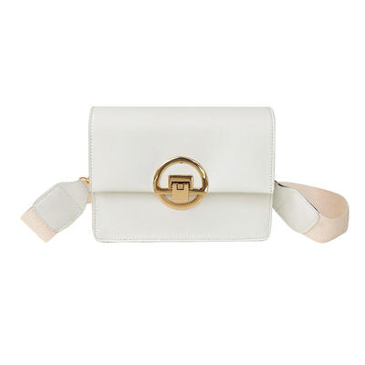 

Women Solid Color Bag Flap PU Leather Wide Shoulder Strap Messenger Bags