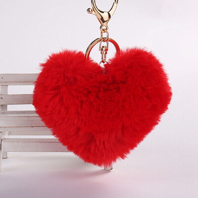 

Rainbow Plush Heart Key chain Bag Hang Plush Pendant Toy Pom Key ring