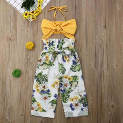 

Summer Toddler Kids Baby Girl Tops VestFloral Pants Outfit Set Clothes