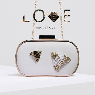 

Chain Small Bag 2018 New Fashion Insect Clutch Female Temperament Evening Bag Crossbody Shoulder Bag Arylic Bags