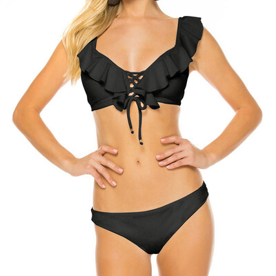 

Roseonmyhand Women Solid Swimwear Bikini Bathingsuit Swimsuit Bandage Tankini Beach