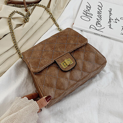

2019 new oblique satchel rhomboid chain bag European&American fashion single shoulder bag simple 100 lap mini bag