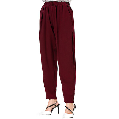 

Womens Mid Rise Pants Casual Wide Leg Loose Pocket Solid Straight Harem Trousers