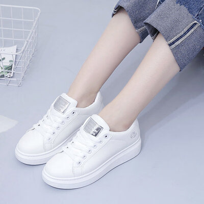 

Winter&Spring Sports Baitao Base Muffin Board Shoes Small White Womens Shoes Embroidered with Gold&Silver
